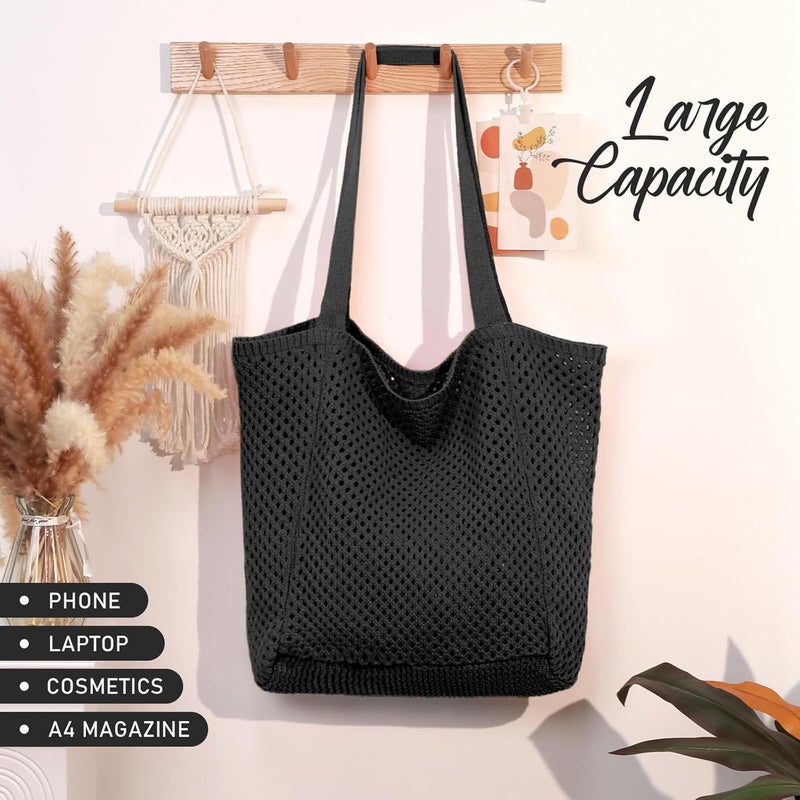 Hatisan Crochet Bags for Women - Summer Beach Tote, Aesthetic Hippie Knit Bag - Image 5